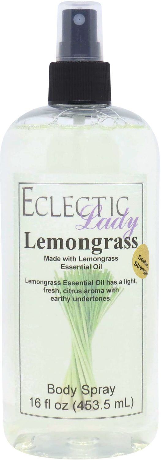 Lemongrass Body Spray, Double Strength, 16 ounces, By Eclectic Lady, Body Mist for Women with Clean, Light &amp; Gentle Fragrance, Cologne with Soft, Subtle Aroma For Daily Use