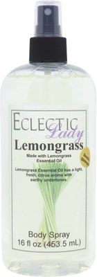 Lemongrass Body Spray, Double Strength, 16 ounces, By Eclectic Lady, Body Mist for Women with Clean, Light &amp; Gentle Fragrance, Cologne with Soft, Subtle Aroma For Daily Use