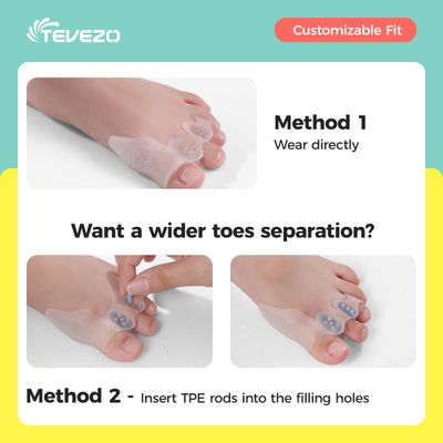 TEVEZO Toe Spacers & Bunion Corrector for Kids | Toe Separators,Corn Callus Removers|Hammer Toe Straightener|Bunion Relief|Overlapping Toes Separators|Corn Pads for Toes|1 Pair (Small-Kids)