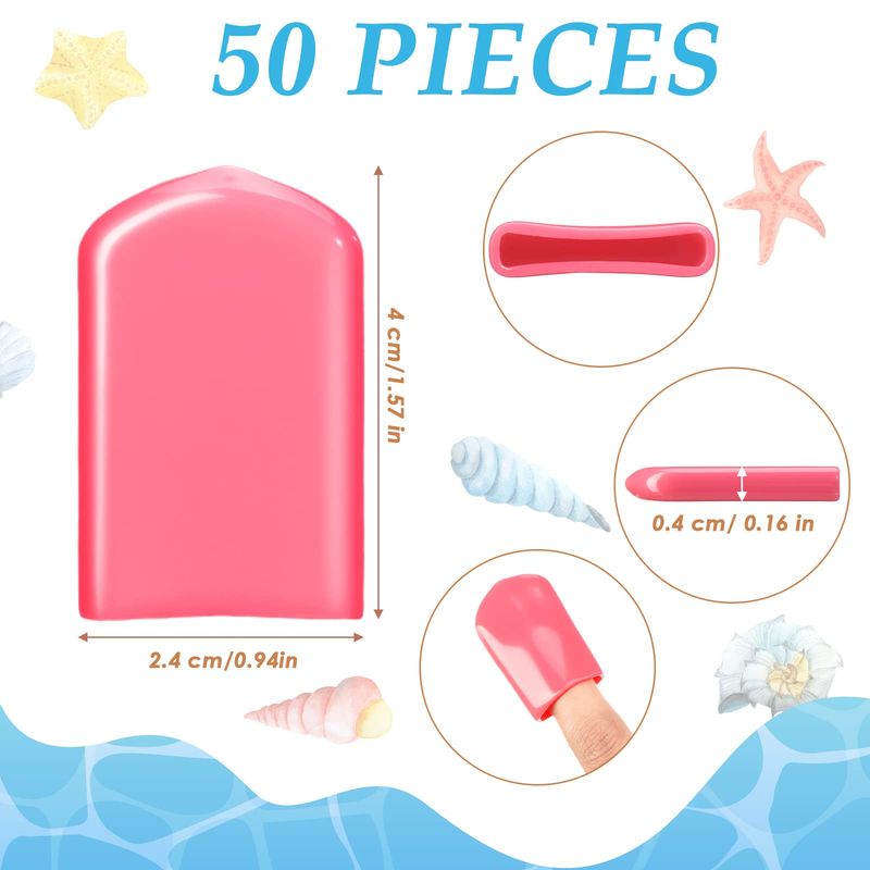 Loopeer 50 Pcs 0.94 x 1.57 Tanning Finger Tips UV Protection Nail Protector Polish Protector for Fingers PVC Covers Gel Nail Remover Caps Sleeves for Tanning Beds UV Rays(Pink)
