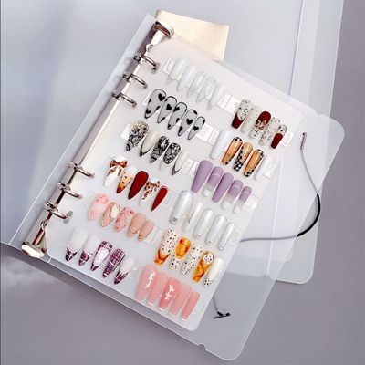 Press On Nail Organizer,Press On Nail Packaging,Removable Loose-Leaf Storage Book for Fake Nail,Nail Display (A5(9.05 7.08 1.37inch)