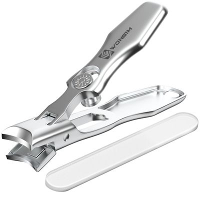 WONSIM German Nail Clippers for Men Thick Nails, Large Heavy Duty Toenail Clippers for Seniors with Safety Lock, Stainless Steel Wide Jaw Opening No Splash Fingernail Clipper Long Handle with Catcher