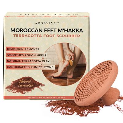 Natural Terracotta Pumice Stone for Feet - Handcrafted Foot Scrubber &amp; Callus Remover with Gentle Exfoliation and Ergonomic Design for Smooth, Soft &amp; Refreshed Feet - for a Spa-Like Pedicure
