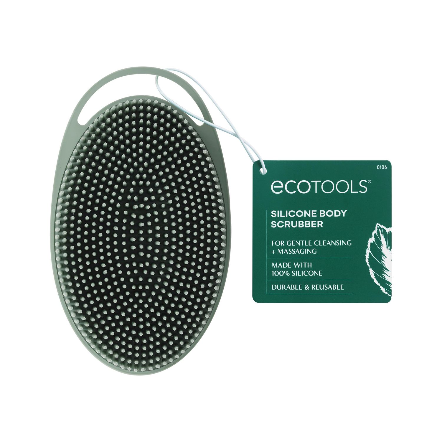 EcoTools Silicone Body Scrubber, for Gentle Cleansing &amp; Exfoliating, 2-in-1 Silicone Scrubber &amp; Body Massager, Hygienic &amp; Durable Bath Accessory, Eco Friendly, Vegan, &amp; Cruelty Free, 1 Count