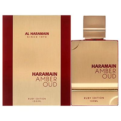 Al Haramain Amber Oud Ruby Edition for Unisex - Arabian Perfume for Women and Men - Long Lasting Woody Floral Fragrance with Notes of Saffron, Cedar, Jasmine - Arabic Cologne - 3.4 oz EDP Spray