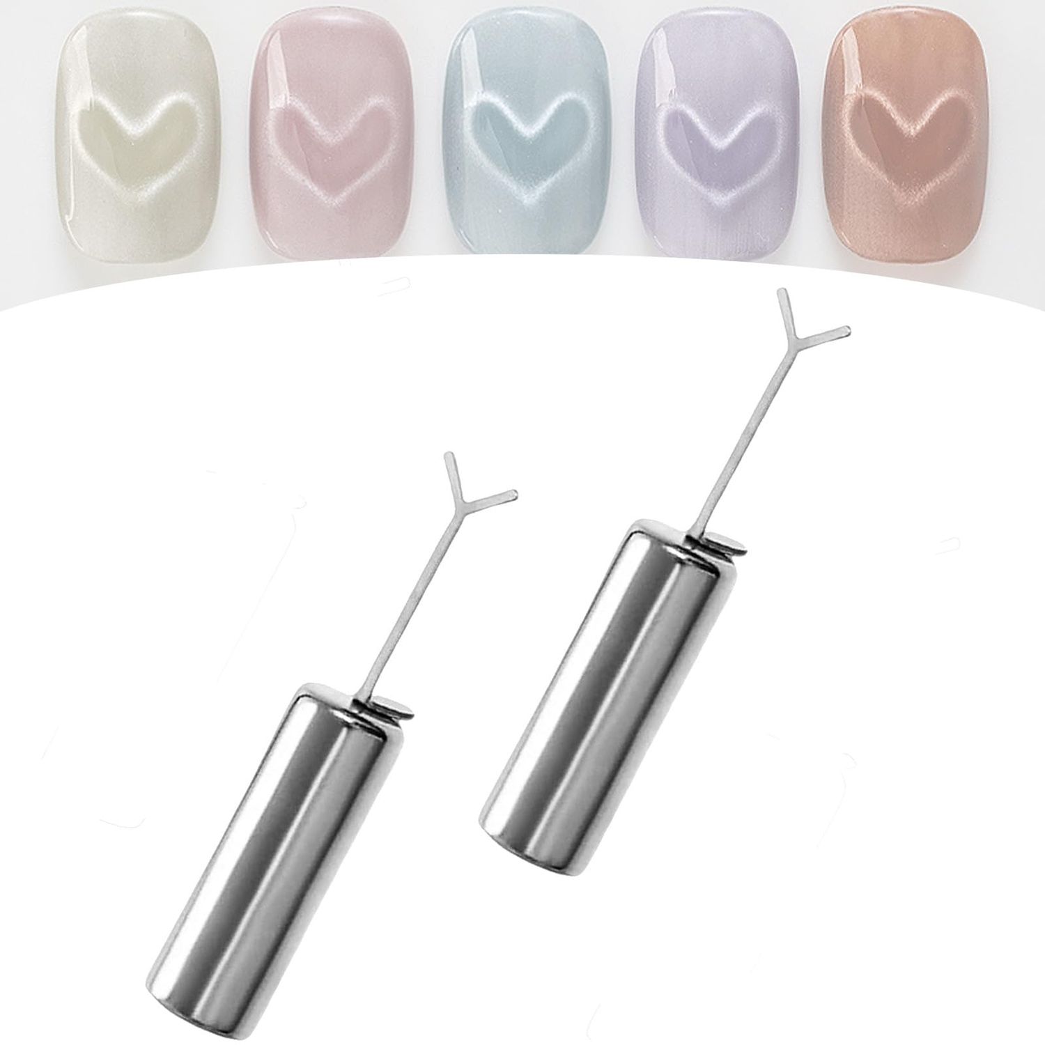 Heart Magnet for Cat Eye Gel Polish, Magnetic Nail Art Tool for Cat Eye Effect, Portable Nail Tools (2PCS)