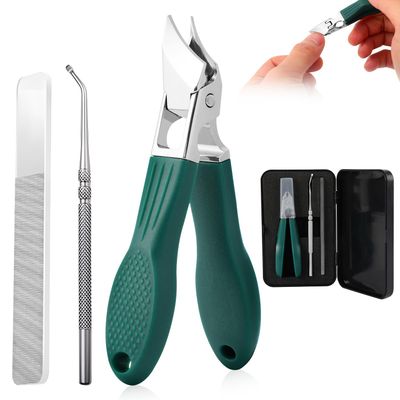 3Pc/Set Eagle Beak Beveled Nail Clippers,Wide Jaw Opening Anti-Splash Slanted Nail Clipper,Edge Nail Clippers,Long Handle Wide Jaw Opening Anti-Splash Slanted Nail Clipper for Men Women