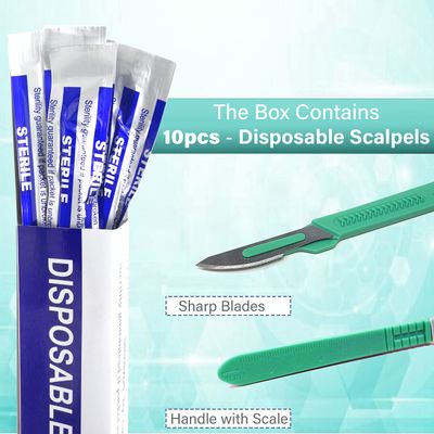 Disposable Sterile Razor Scalpel 23, Podiatry & Dermaplaning Tool, Precision Carbon-Steel Blades with Plastic Handle - Individual Pouches - Exfoliation, Dead Skin/Callus Removing & More - Box of 10