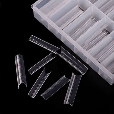 enForten 120PCS Nail Form C Curve U Shape Nail Gel Nail tips Acrylic Nail Forms Clear Fake Nails12 Sizes with Scale