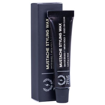 ZEUS Mustache Styling Wax, Mega Hold Water Based Mustache Wax for Men (SINGLE)