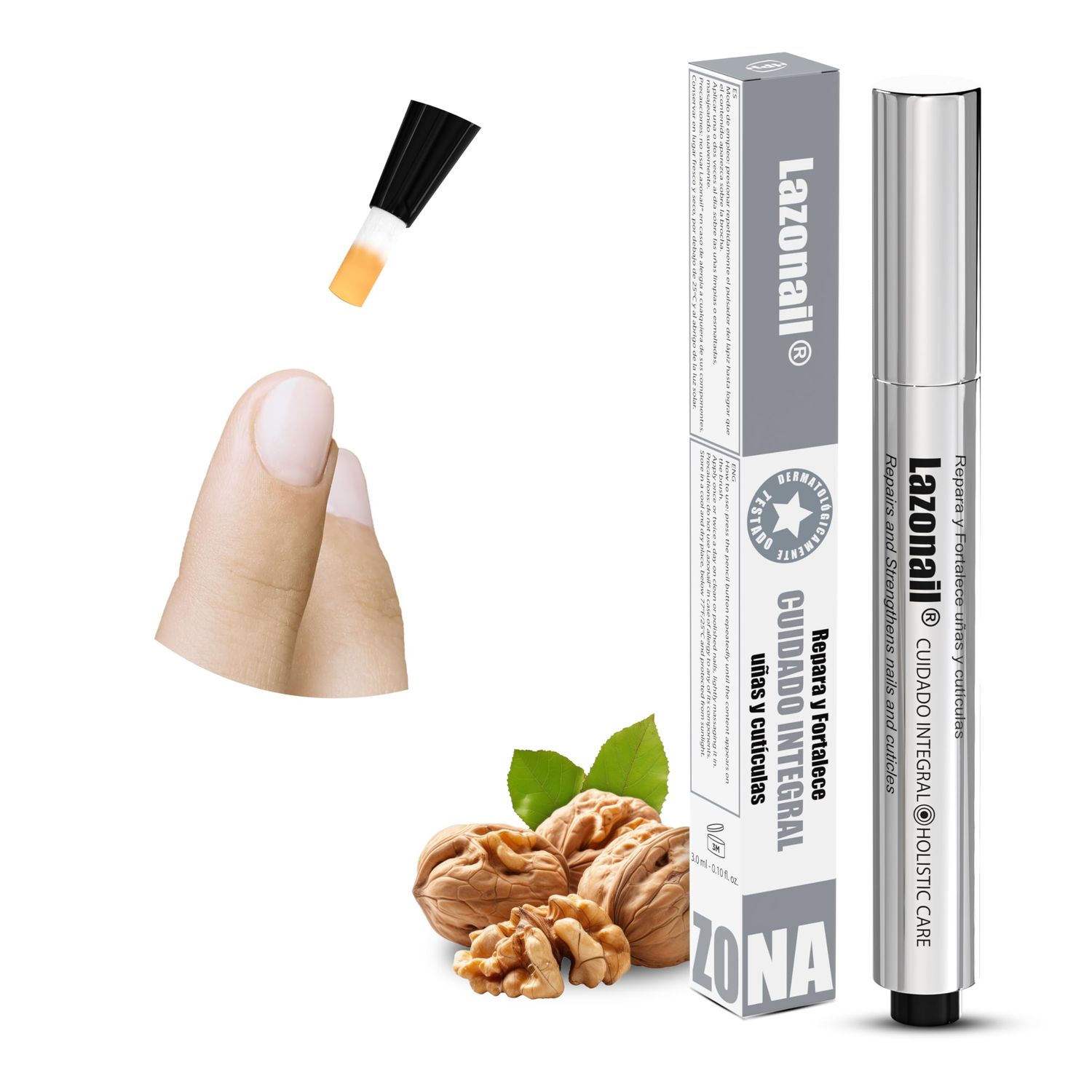 Lazonail Nail Strengthening &amp; Repair Gel, Restores Brittle Nails from Damage Caused by Manicures &amp; Harsh Environments, Infused with 94 Walnut Extract, Honey Colored