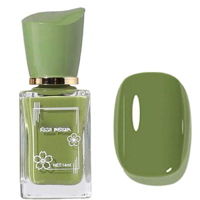 Air Dry Sparkly Red Nail Polish, Quick Dry Glitter Gel for Women, Chunky Bright Fingernail Polish for Girls, 14ML (Light Green)