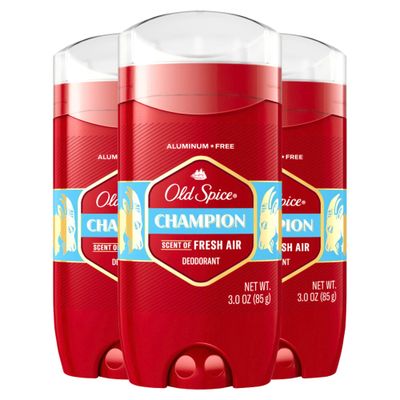 Old Spice Aluminum Free Deodorant for Men, 24/7 Odor Protection, 24/7 Freshness &amp; Lasting Scent, Champion with Fresh Scent, 3.0 oz (Pack of 3)