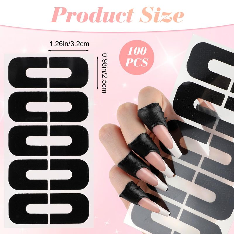 WY LIGHTING LEVEL 100PCS Nail Polish Protector, Gel Nail Sticker, Peel Off Barrier, UV Finger Protection, Skin Cuticle Protector Tape, U-Shaped French Tip Nail Art Accessories DIY