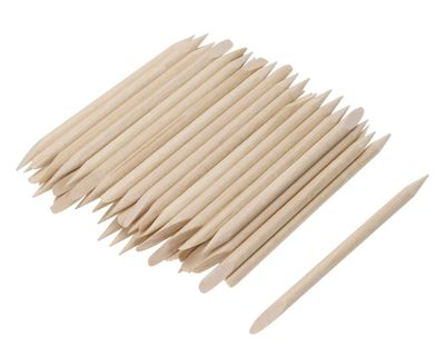 Mini Skater 2.9inch Small Orange Wood Nails Sticks Smooth No Splinters Nail Polish Cuticles Pusher Remover for Cleaning Manicures Pedicures Care Tools Salon &amp; Home Used(50)