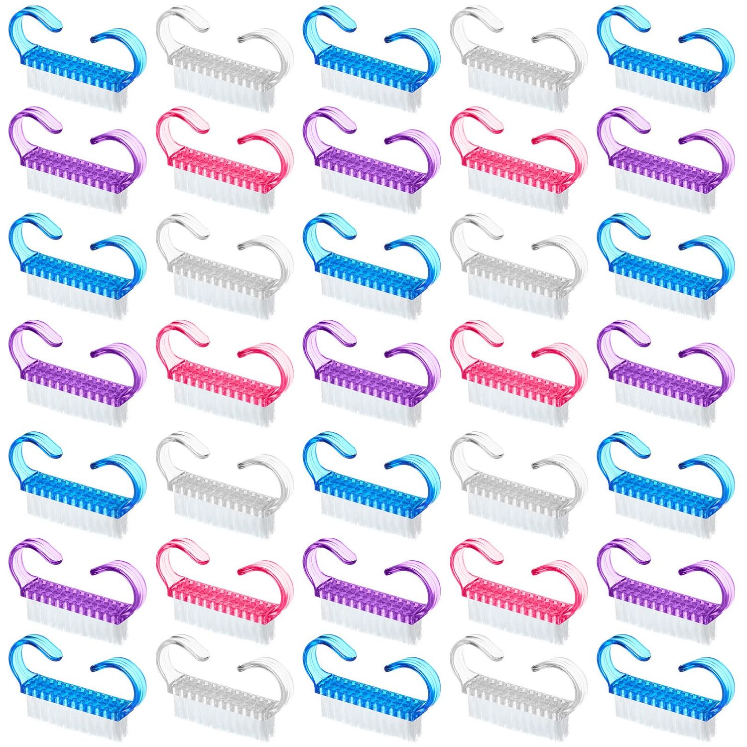 200 Pcs Handle Grip Nail Brush Fingernail Scrub Cleaning Cleaner Nail Brushes Scrubber Bulk for Men Women Hands Feet Toes and Nails Pedicure, 4 Colors