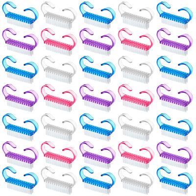 200 Pcs Handle Grip Nail Brush Fingernail Scrub Cleaning Cleaner Nail Brushes Scrubber Bulk for Men Women Hands Feet Toes and Nails Pedicure, 4 Colors