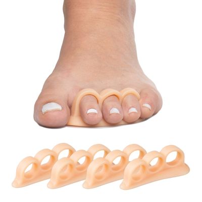 ZenToes Hammer Toe Corrector for Women &amp; Men | Triple Loop Gel Toe Spacers &amp; Separators | Realign Bent, Crooked, Curled, Claw, Hammertoes | Soft Support for Straightening | 4 Pack, Beige