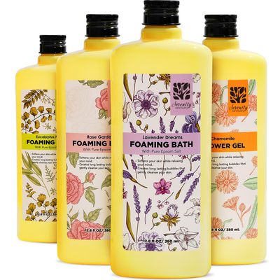 Bubble Bath for Women Adults, Scented Bubble Bath Gift Set for Women, 51.2 fl oz (Pack of 4), with Shower Gel, Ladies Foaming Bath Variety, Mothers Day Gift for Mom