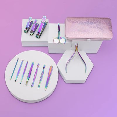 Manicure Set Nail Clippers Pedicure Kit - 12pcs Stainless Steel Nail Kit, Colorful Professional Nail Care Kit Nail Files &amp; Scissors Tools for Hands Foot Facial - Pink