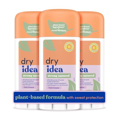 Dry Idea Plant Based Invisible Solid Deodorant &amp; Antiperspirant For Women | 2X Longer Sweat &amp; Odor Protection for Sensitive Skin | Paraben &amp; Sulfate Free | Fresh Breeze Scent, 2.6 oz. (3 Pack)