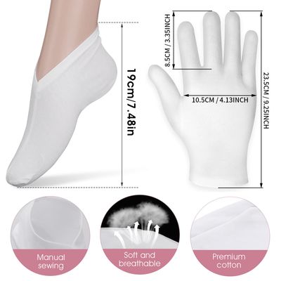 Sibba 2 Pairs Moisturizing Gloves and Socks Touch Screen Moisturizing Gloves for Overnight Bedtime Heal Eczema Sleeping Lotion Hand Spa Treatment Gloves Socks Repair Rough Cracked Dry Chapped Skin