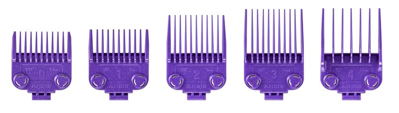 Andis 560997 OG Master Dual Magnet Attachment Clipper Guard Set, 5-Pack, Purple