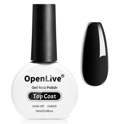 OpenLive Gel Polish No Wipe Gel Top Coat - 10ml Clear Glossy Top Coat Gel Nail Polish High Shine Long Lasting Top Coat Gel Nail Polish Nail Manicure Soak Off Nail need U V Lamp