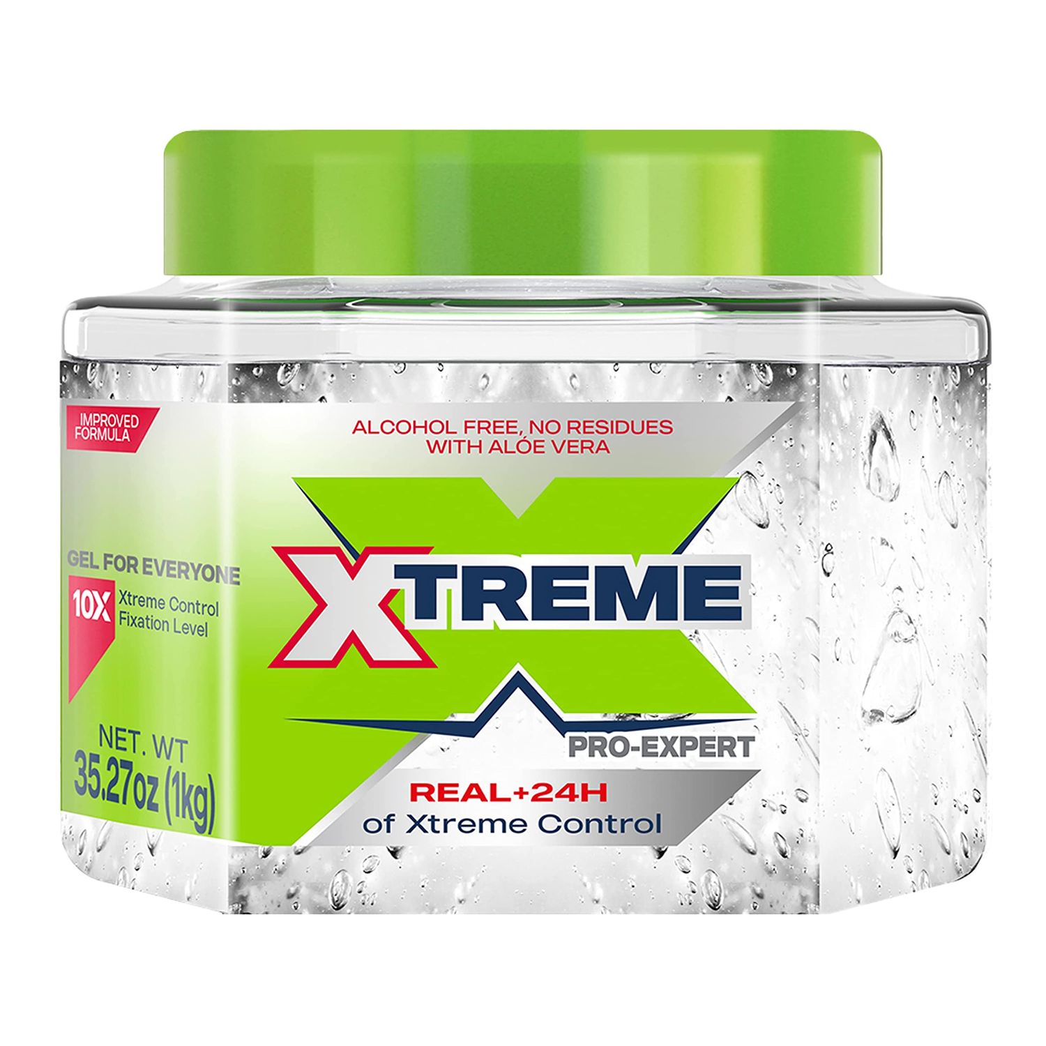 Xtreme Pro-Expert Clear Styling Hair Gel, Alcohol-Free 24-Hours Control With Aloe Vera, 35.27 oz Jar (Pack of 6)