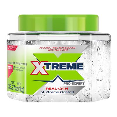 Xtreme Pro-Expert Clear Styling Hair Gel, Alcohol-Free 24-Hours Control With Aloe Vera, 35.27 oz Jar (Pack of 6)