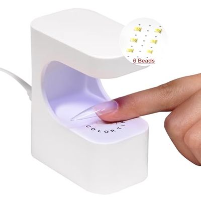 COLORTIFIC Mini UV Light for Gel Nails, UV Nail Lamp, 6 Beads with 2 Timers for Fast Extension, Portable LED Flash Cure Nail Lamp USB Nail Dryer for Gel Nail Polish DIY Nail Art