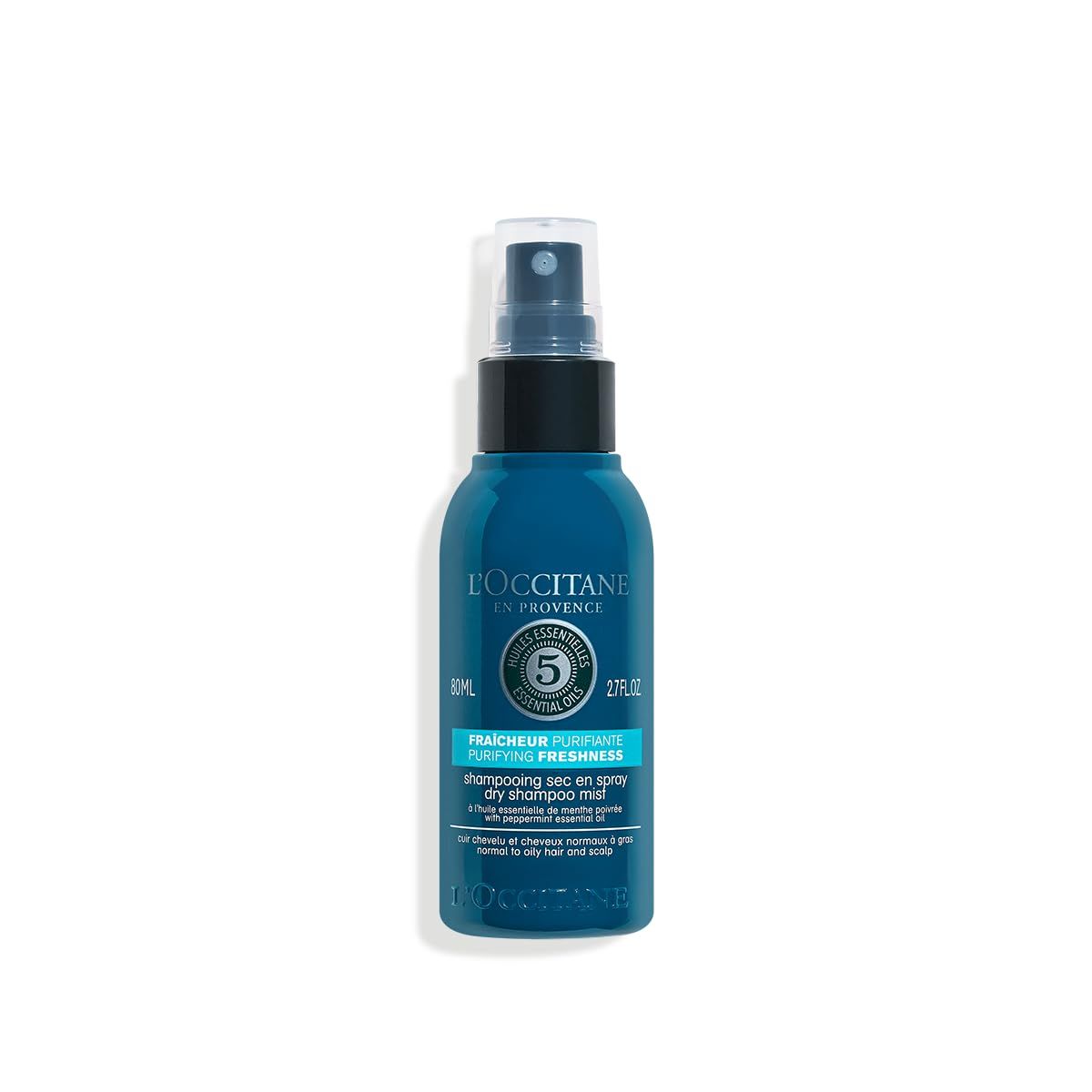 LOCCITANE Purifying Freshness Dry Shampoo Mist: Aerosol Free, Absorbs Excess Sebum, Refreshes Hair Without Heaviness or Chalky Residue