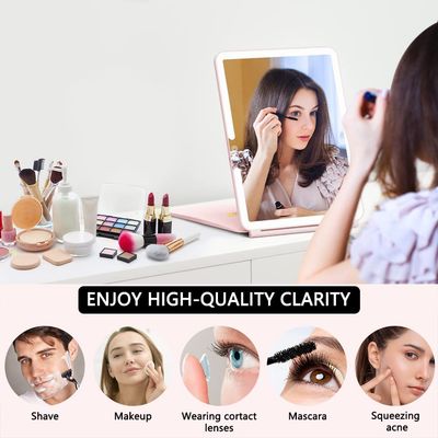 WEILY Makeup Mirror with Lights, 2000 mAh USB Rechargeable Lighted Makeup Mirror, Touch Screen 3 Colors Adjustable 72 LED Lights Compact Travel Mirror, Gift for Girls Women (Pink)