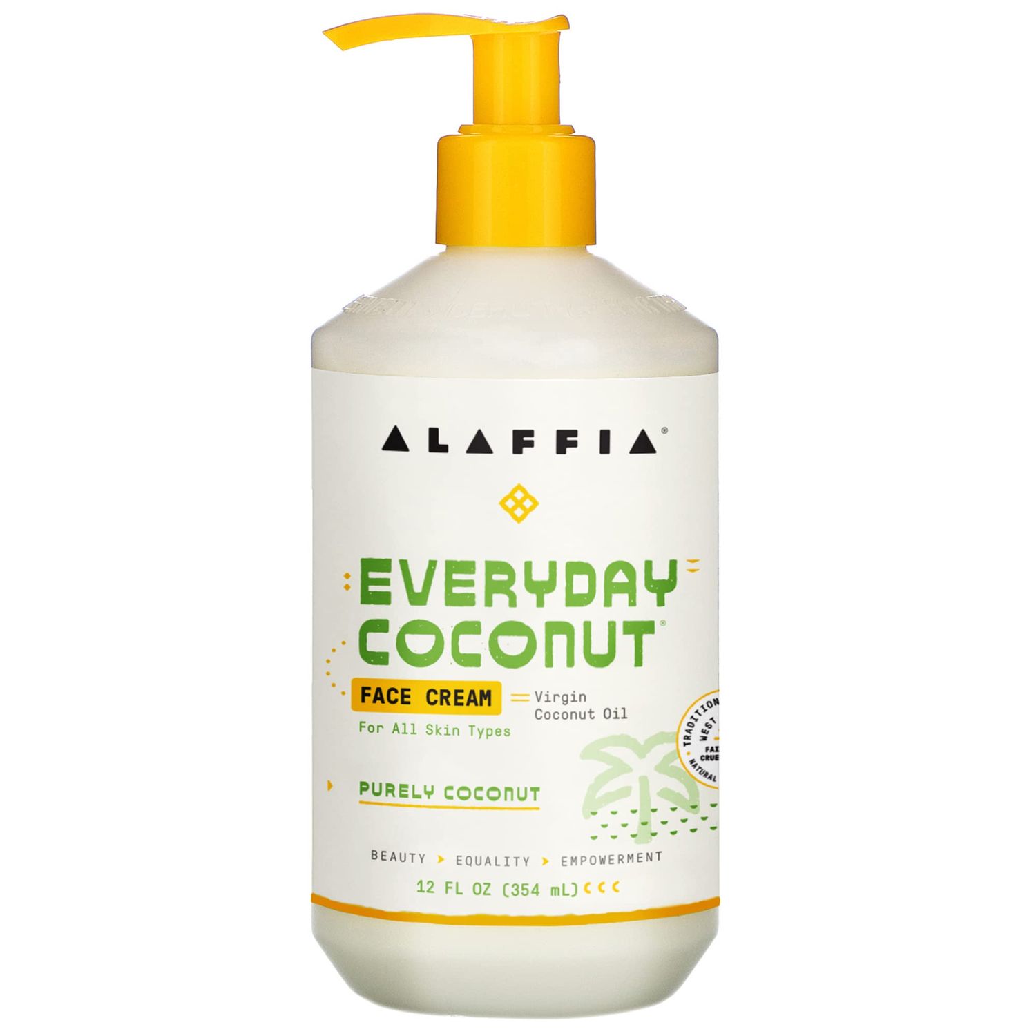 Alaffia Everyday Coconut Face Cream, Skin Care with Virgin Coconut Oil, Moisturizer for Firmness &amp; Elasticity, Helps Reduce the Appearance of Lines &amp; Wrinkles, Purely Coconut, 12 Fl Oz
