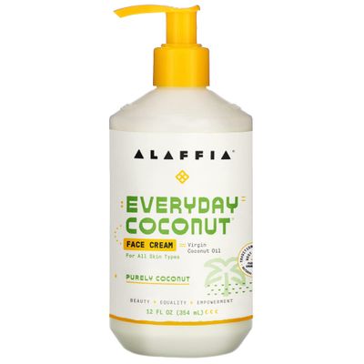 Alaffia Everyday Coconut Face Cream, Skin Care with Virgin Coconut Oil, Moisturizer for Firmness &amp; Elasticity, Helps Reduce the Appearance of Lines &amp; Wrinkles, Purely Coconut, 12 Fl Oz