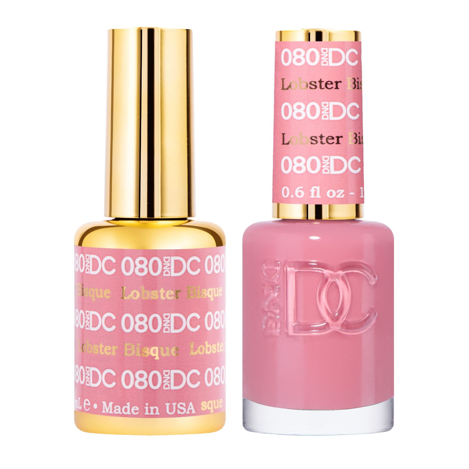 DND DC Gel Polish Set, Pink Collection, UV/LED Gel Polish and Air Dry Nail Lacquer, Matching Chip-Free Polish Duo, 080 Lobster Bisque, 0.5 Fl Oz