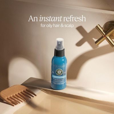 LOCCITANE Purifying Freshness Dry Shampoo Mist: Aerosol Free, Absorbs Excess Sebum, Refreshes Hair Without Heaviness or Chalky Residue