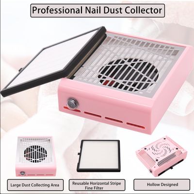 Hizozee Electric Nail Dust Collector Machine, Nail Vacuum Suction Fan with Reusable Filters, Stainless Steel Nail Dust Cleaner, Dust Extractor Manicure Tool for Acrylic Gel Nail Polishing, Pink