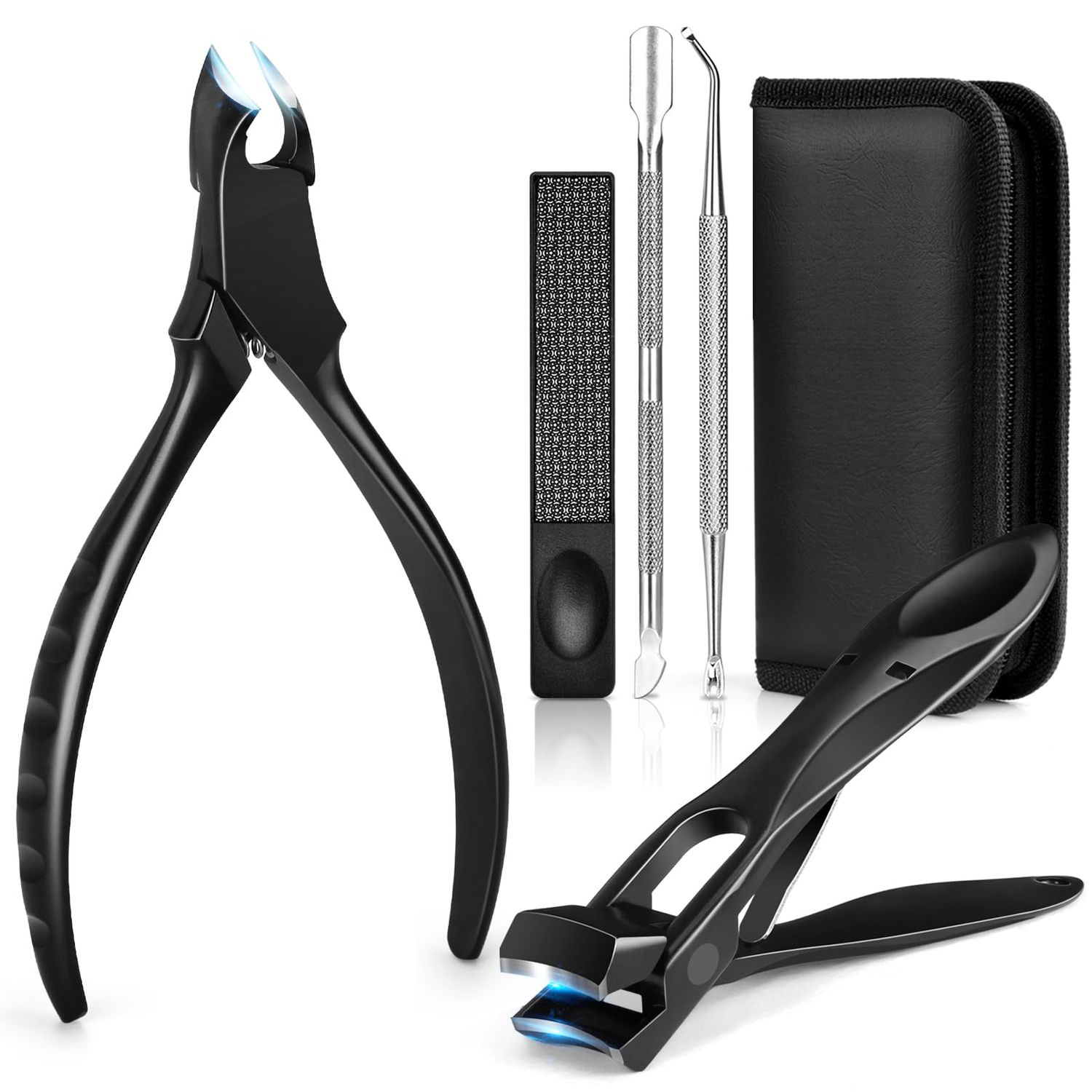 LEYOUFU Toenail Clippers for Seniors Thick Nails, Professional Ingrown Toe Nail Clippers Tools, Wide Jaw Opening Finger Nail Cutter 5-in-1 Heavy Duty Nail Clipper Kit Gifts for Men &amp; Women Adult