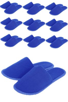 CHOCHILI Blue 10 Pairs Fabric Packed Disposable Color Hotel Slippers for Airbnb Spa Salon Party Wedding Guests - US Men Women Size 10-11