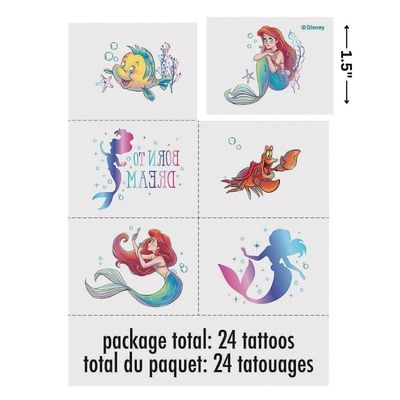 Unique Multicolor Disney The Little Mermaid Tattoos (24 Count) - Transform Your Skin with Magical, Long-lasting Designs, Perfect Party Favors for Mermaid Lovers