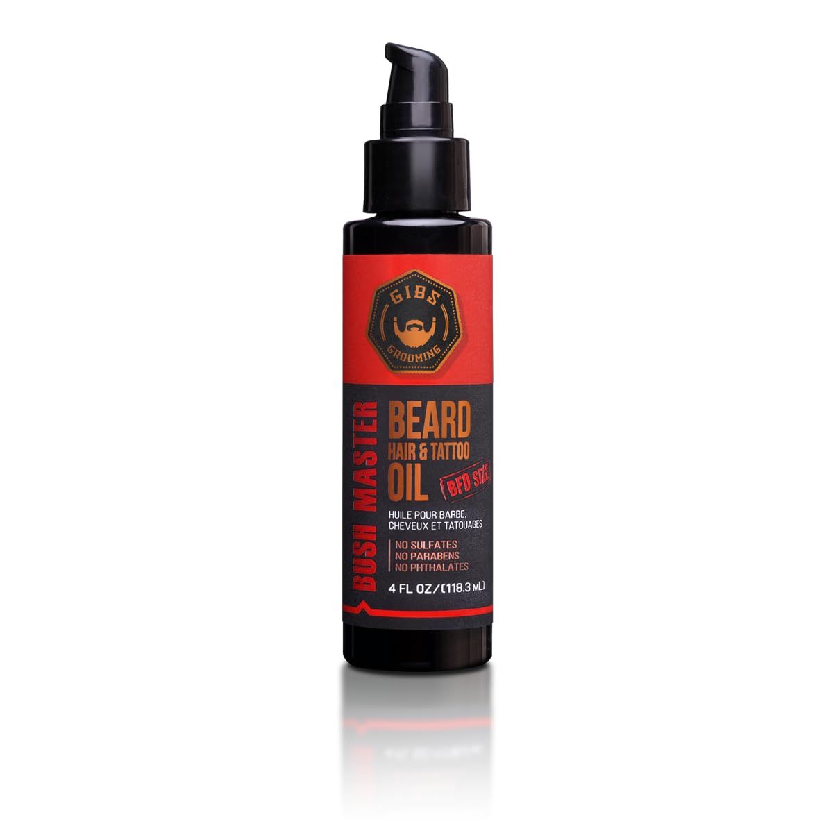 GIBS Grooming Bush Master Beard, Hair &amp; Tattoo Oil- All-Natural with Nutmeg, Leather, Vanilla &amp; Musk Scent- Softens &amp; Strengthens Beard Growth, Moisturizes Skin, 4 Oz.
