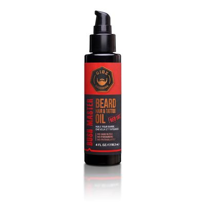 GIBS Grooming Bush Master Beard, Hair &amp; Tattoo Oil- All-Natural with Nutmeg, Leather, Vanilla &amp; Musk Scent- Softens &amp; Strengthens Beard Growth, Moisturizes Skin, 4 Oz.