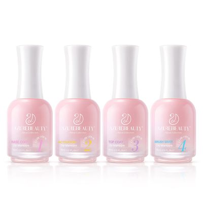 AZUREBEAUTY Low Odor Dip Powder Liquid Set, 15ml/0.5oz Upgraded Clear Base, Activator, Top Coat &amp; Brush Saver,No Lamp Needed for Nail Kit