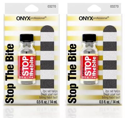Onyx Professional Stop the Bite Nail Biting Prevention Polish, 0.5 Fl Oz, 2 pack - Made in USA, Stop Nail Biting, No Bite Nail Polish, Thumb Sucking Deterrent