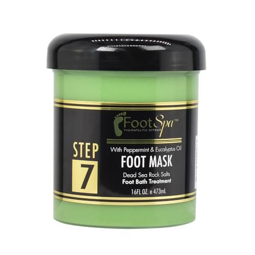 FOOT SPA - Cream Mask for foot, 16 Oz With Peppermint and Eucalyptus Oil - Pedicure Massage for Tired Feet and Body, Hydrating, Fresh Skin - Infused with Hyaluronic Acid, Amino Acids