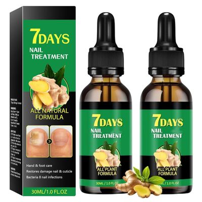 Ginger Nail Treatments, 7 Days Ginger Cuticle Care Oil for Nails for Strengthen nails &amp; Promote Nail Growth, Natural Plant Formula2PCS)