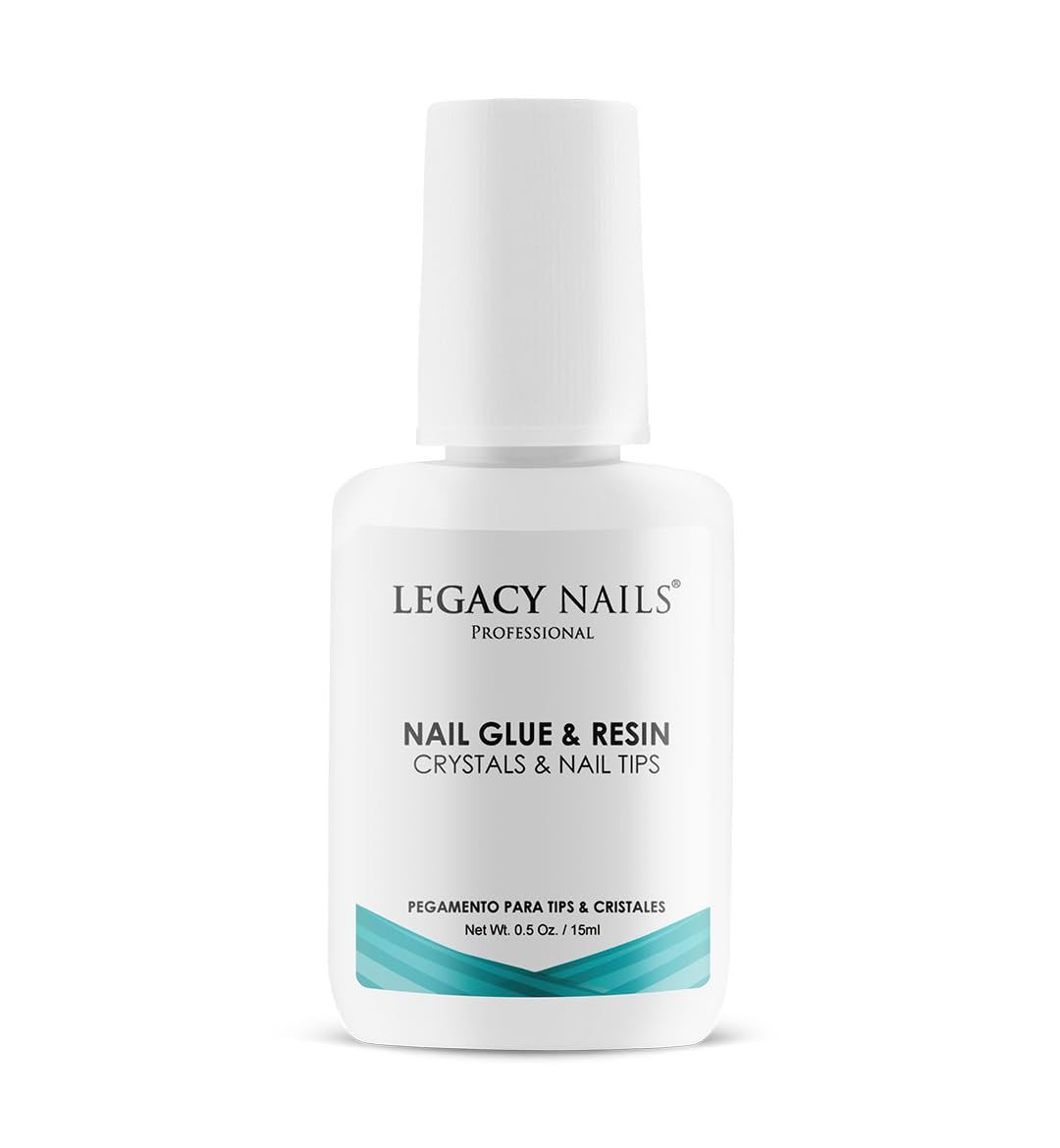 Legacy Nails Professional Nail Glue &amp; Resin 0.5oz Brush-on; Ultra-Strong Adhesive for Nail Repairs, Tips &amp; Extensions, Quick-Drying, Professional Quality, Long-Lasting Durability