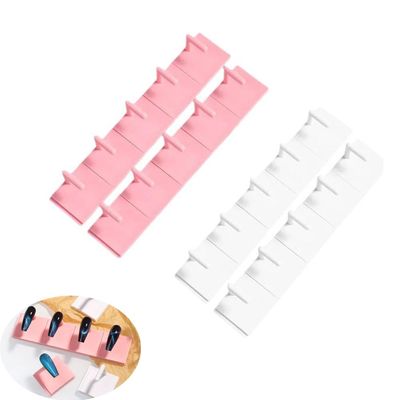 NentMent 20 Pack Nail Practice Stand Tip Holder Display Base Detachable Rack for False Nail Tips Painting Beginner Showing Training Fingernail Art Manicure Tool Home Salon ( WhitePink )
