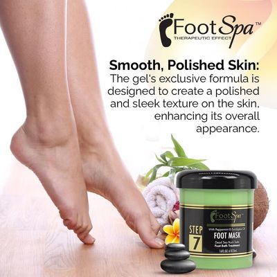 FOOT SPA - Cream Mask for foot, 16 Oz With Peppermint and Eucalyptus Oil - Pedicure Massage for Tired Feet and Body, Hydrating, Fresh Skin - Infused with Hyaluronic Acid, Amino Acids